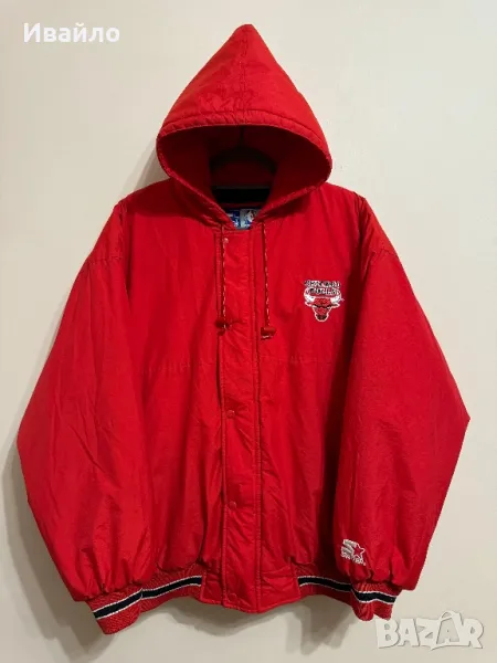 Vintage Chicago Bulls Starter Jacket M Or S Red Puffer Bomber., снимка 1