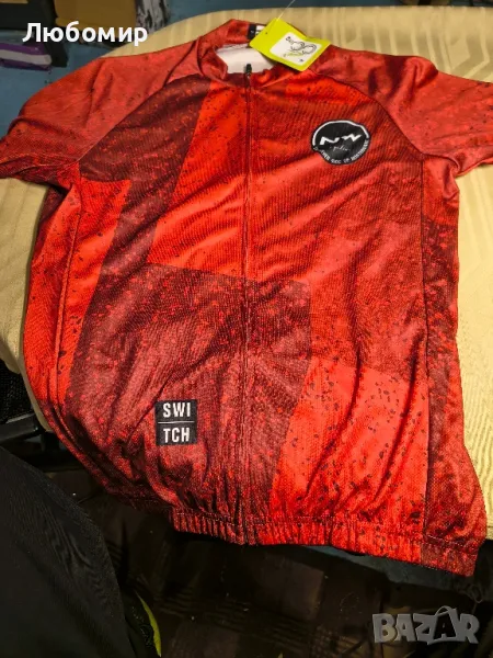 Мъжка велосипедна фланелка, дишаща риза с къси ръкави и пълен цип М размер , снимка 1