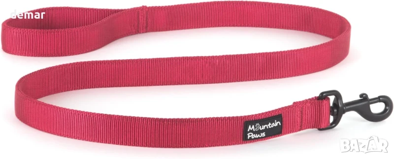 Изключително здрав повод за кучета Mountain Paws | Двуслойна тъкан с мека дръжка, 1,15 метра, червен, снимка 1