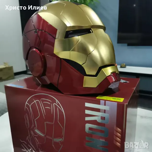 Marvel Моторизирана маска Iron Man MK5 1:1 с гласова команда Роботизирана каска Железния човек, снимка 1