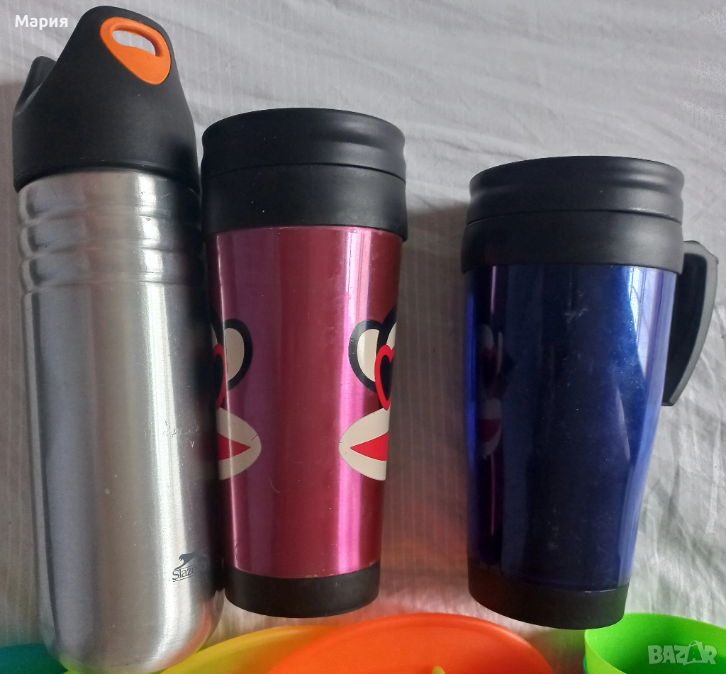 Алуминиев термос с 2 термочаши, снимка 1