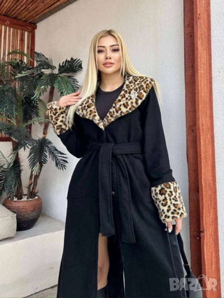 палто с леопардов акцент , снимка 1