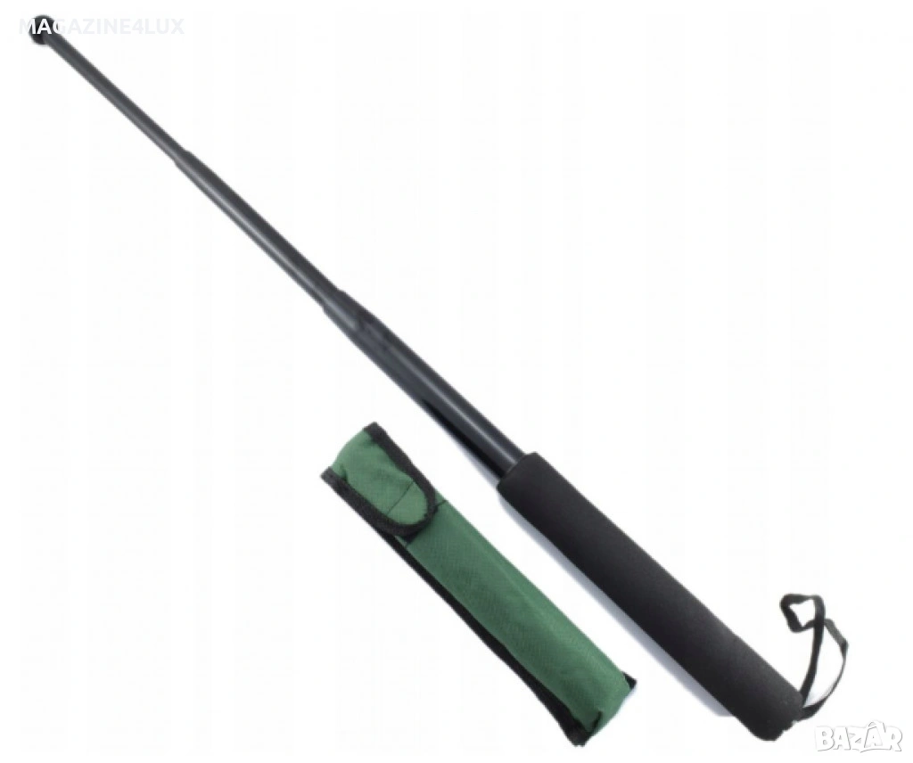 Телескопична палка за самоотбрана с черна дунапренена дръжка и калъф , снимка 1