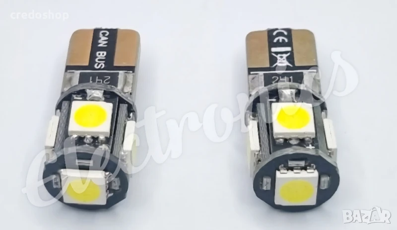 LED крушки T10 W5W Canbus 2 броя за габарити, снимка 1