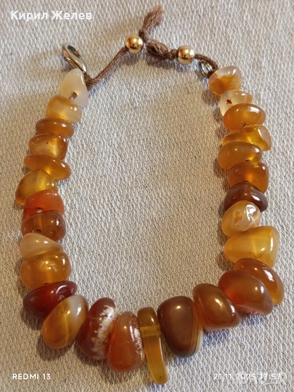 Дамска гривна от полиран кехлибар много красив стилен дизайн 18946, снимка 1