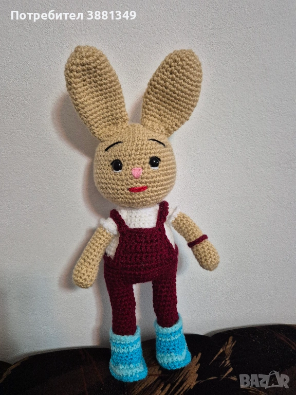 Ръчно изработена играчка - Дългоух заек, снимка 1