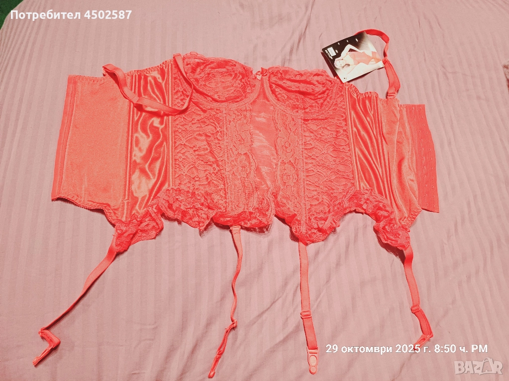 Червен корсет със жартиери, снимка 1