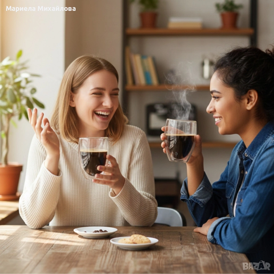 Комплект 2 термоустойчиви чаши от боросиликатно стъкло – 250 мл, двойно дъно., снимка 1