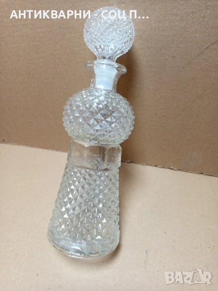 Соц Стара Чисто Нова Стъклено Кристална Графа За Алкохолни Напитки 0. 700лт., снимка 1