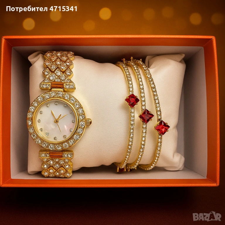 Дамски часовник кварц с 3 гривни в  кутия , снимка 1