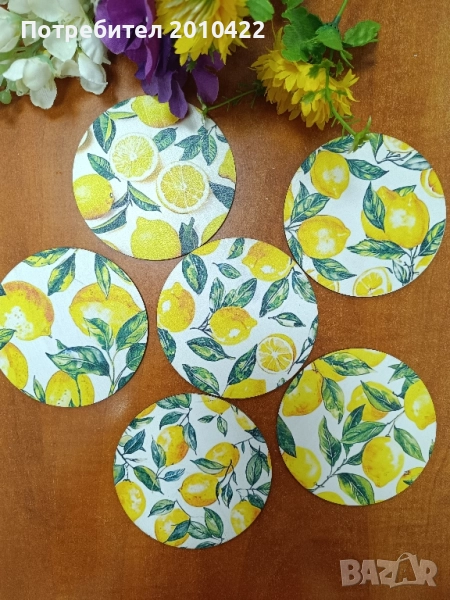 Подложки за чаши, 6 бр., нови.Диаметър 9.8 см., снимка 1