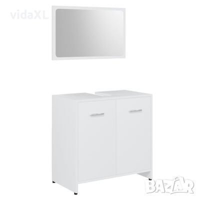 vidaXL Комплект мебели за баня, бял, инженерно дърво（SKU:802579, снимка 1