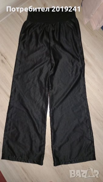 Черен летен панталон с широки крачоли, снимка 1