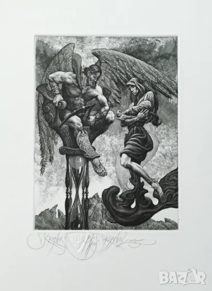 Картина, графика "Кронос", худ. Юлиян Йорданов, 2005 г., снимка 1