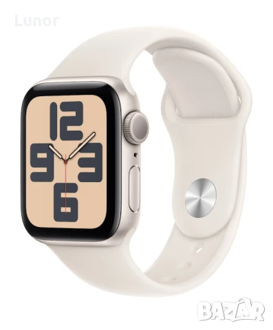 Apple Watch SE (2024), GPS, 40 мм, Starlight, спортна каишка S/M.