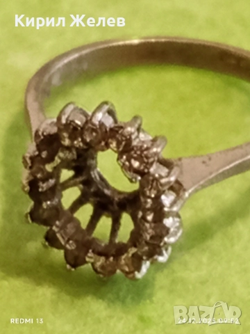 Сребърен пръстен с фасетирани кристали майстоска изработка 27129, снимка 7 - Пръстени - 52889758
