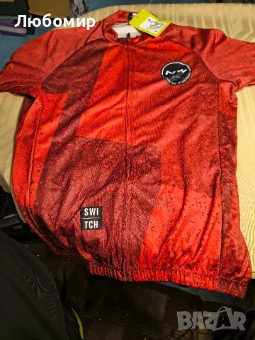 Мъжка велосипедна фланелка, дишаща риза с къси ръкави и пълен цип М размер 