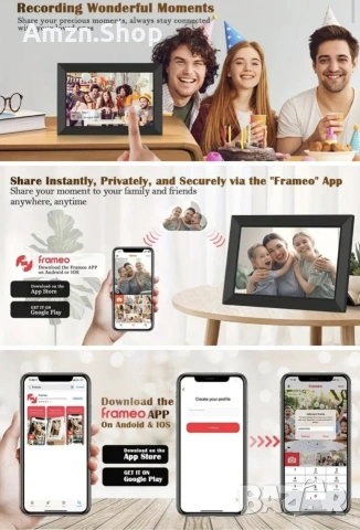 10.1" Smart Цифрова рамка за снимки дигитална фоторамка 1280х800 HD IPS сензорен екран, снимка 7 - Друга електроника - 48621394