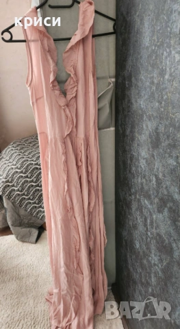 Дамска дълга рокля H&M цвят праскова размер 36, снимка 3 - Рокли - 54056943