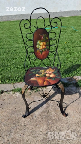 Стол винтидж- метал и дърво, снимка 4 - Столове - 51720346