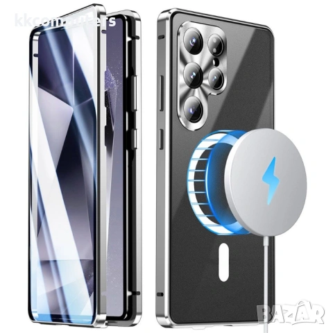 Магнитен калъф за Samsung Galaxy S26 Ultra с метална рамка и закалено стъкло, включен протектор – 5 , снимка 4 - Резервни части за телефони - 53680979