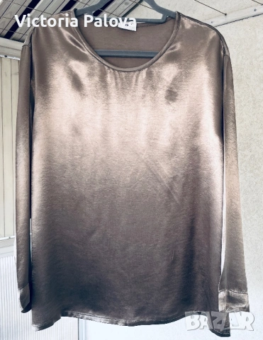 Луксозна блуза LE COMTE satin - елегантен Metallic шик, снимка 15 - Блузи с дълъг ръкав и пуловери - 52430303