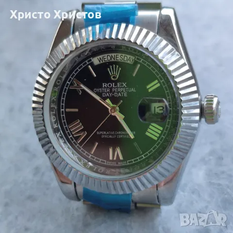 Мъжки луксозен часовник Rolex white gold Day Date II Presidential Black Roman Dial Wristwatch, снимка 7 - Мъжки - 46886976