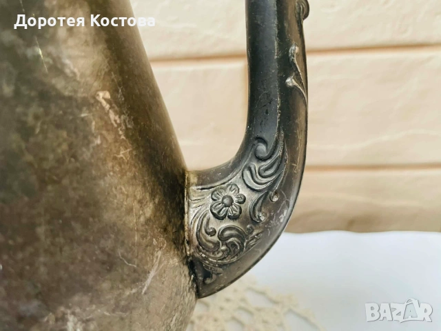 Красив посребрен чайник от Англия с цветя, снимка 7 - Антикварни и старинни предмети - 53568595