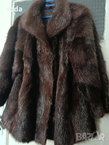 Луксозно кожено палто естествен косъм - размер L/XL, снимка 6 - Палта, манта - 53259038