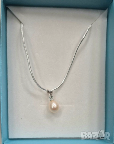 Синджир с една естествена перла със сертификат