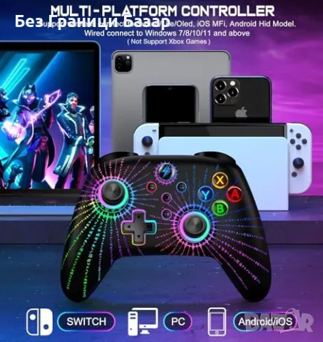 Нов Безжичен Контролер за Switch RGB Светлини Turbo и Вибрация за игри, снимка 7 - Друга електроника - 50033159