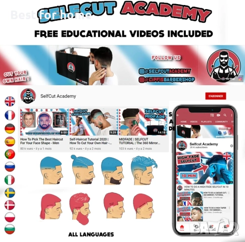 360° огледало - 3-странно огледало за самостоятелно подстригване, снимка 10 - Други стоки за дома - 52585341