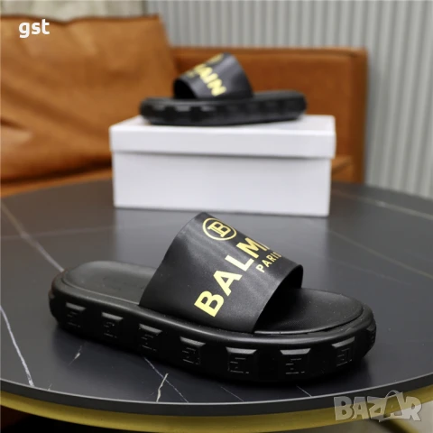 Редки Balmain Paris мъжки чехли дизайнерски , снимка 5 - Мъжки чехли - 51415954