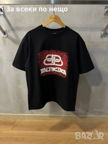 Balenciaga Мъжка Черна Тениска👕Мъжка Блуза С Къс Ръкав В Черен Цвят Код MensPoint72