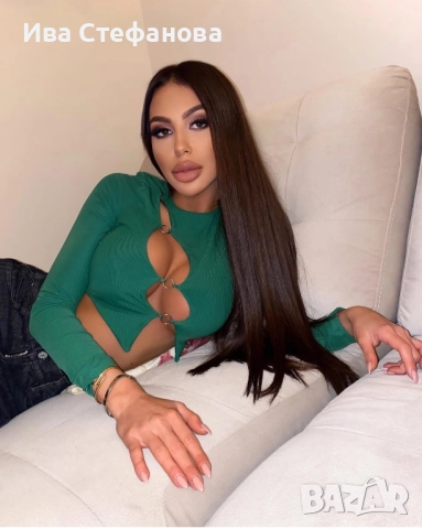 Нова елегантна парти зелена блуза топ Oh Polly , снимка 4 - Блузи с дълъг ръкав и пуловери - 51607116