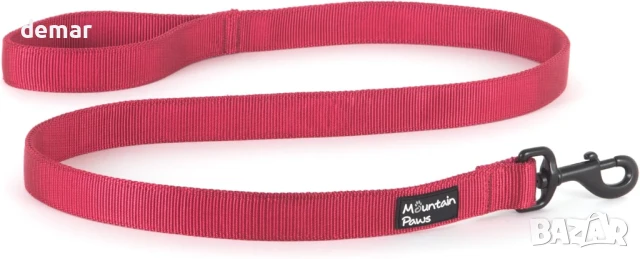 Изключително здрав повод за кучета Mountain Paws | Двуслойна тъкан с мека дръжка, 1,15 метра, червен