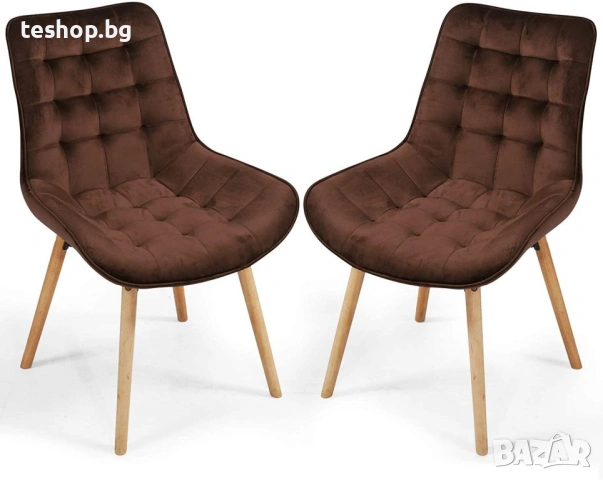 Трапезен стол 2 броя комплект MIADOMODO цвят кафе