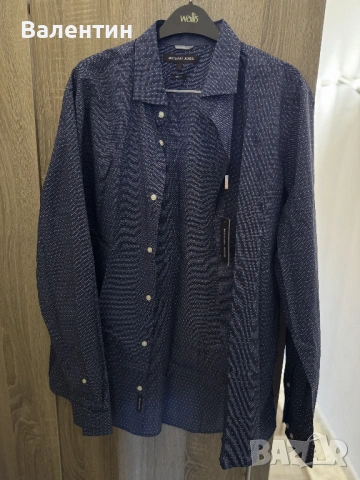 Мъжка риза  Michael Kors CR64CAN2FH Navy (тъмносин), снимка 3 - Ризи - 54194574