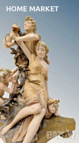 Ernst Wahliss Austria  Circa 1890 “ Любовни игри “ - великолепна композиция , снимка 3 - Антикварни и старинни предмети - 53524790