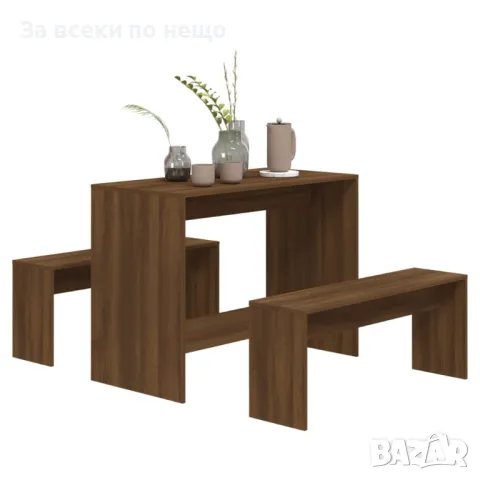Трапезен комплект от 3 части, кафяв дъб, ПДЧ Код P387, снимка 4 - Маси - 50050837