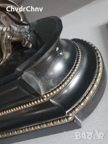 Франция 1800-те/42см-14кг стар френски каминен часовник/бронзова фигура-мрамор, снимка 6 - Антикварни и старинни предмети - 52465664