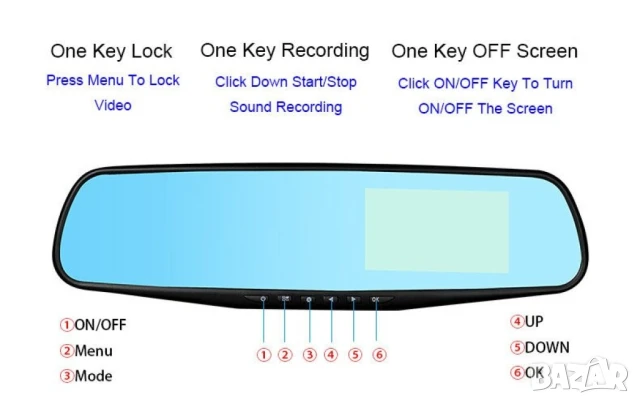Видеорегистратор тип огледало за задно виждане  , снимка 8 - Друга електроника - 50579095