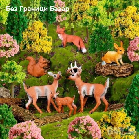 Нов Комплект мини дървета животни пънове за диорама и декор модел гора, снимка 3 - Други - 53971029