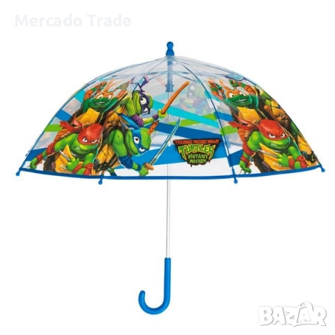 Автоматичен чадър за деца Mercado Trade, Костенурките нинджа, Зелен, снимка 2 - Чадъри - 52446706