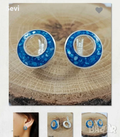 Малки сребърни обеци "Мозайка", снимка 4 - Обеци - 50946510