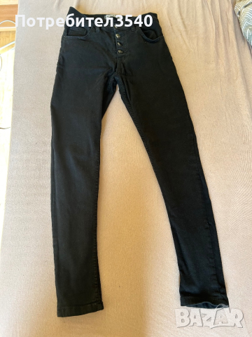 Дамски черен панталон с висока талия, снимка 2 - Панталони - 45057333