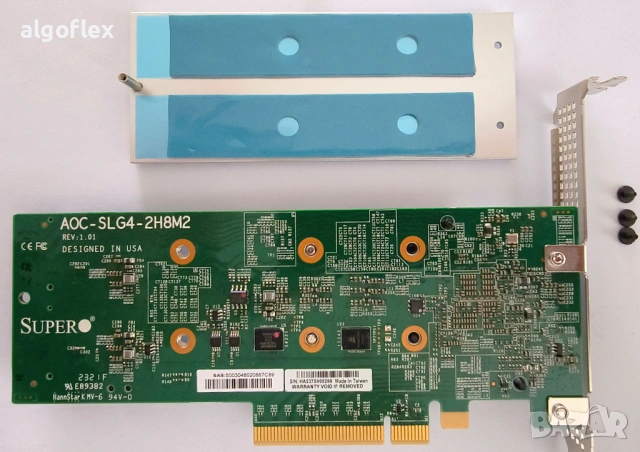 Контролер Supermicro AOC-SLG4-2H8M2 NVMe RAID 0,1 2xPCIe Gen4 NVMe/SATA M.2, снимка 2 - Други - 53922074