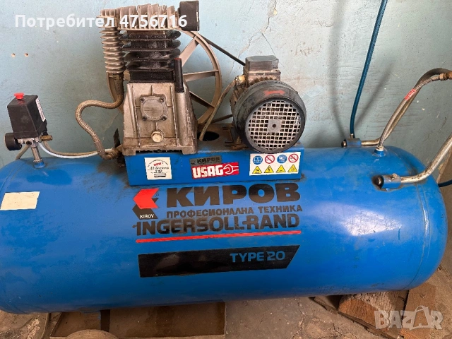 Професионален Двустъпален въздушен компресор Ingersoll-Rand 270 л./ 3kW,трифазен, снимка 5 - Други машини и части - 53748286