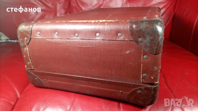 Стар български жакардов куфар, средна големина, 10.08.1959 г, ТПК Г. Дамянов, снимка 5 - Антикварни и старинни предмети - 50833490