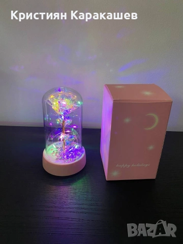 Мини Декоративна Златна Роза LED лампа 24k златно, снимка 2 - Декорация за дома - 53429997